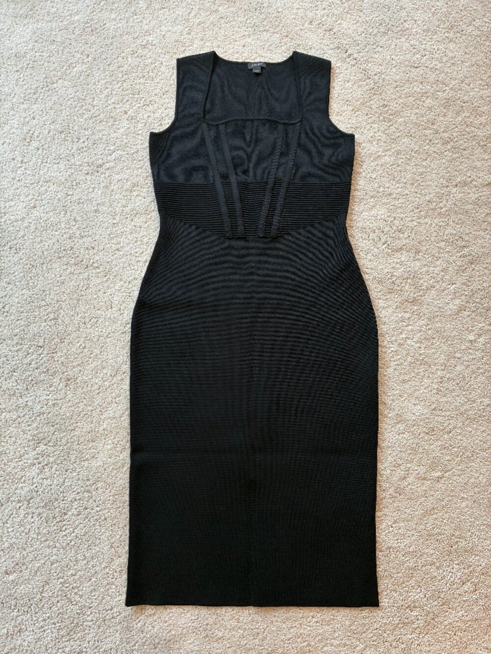 NWOT Cache Sleeveless Bodice Design Sheath Midi Formal Dress Black